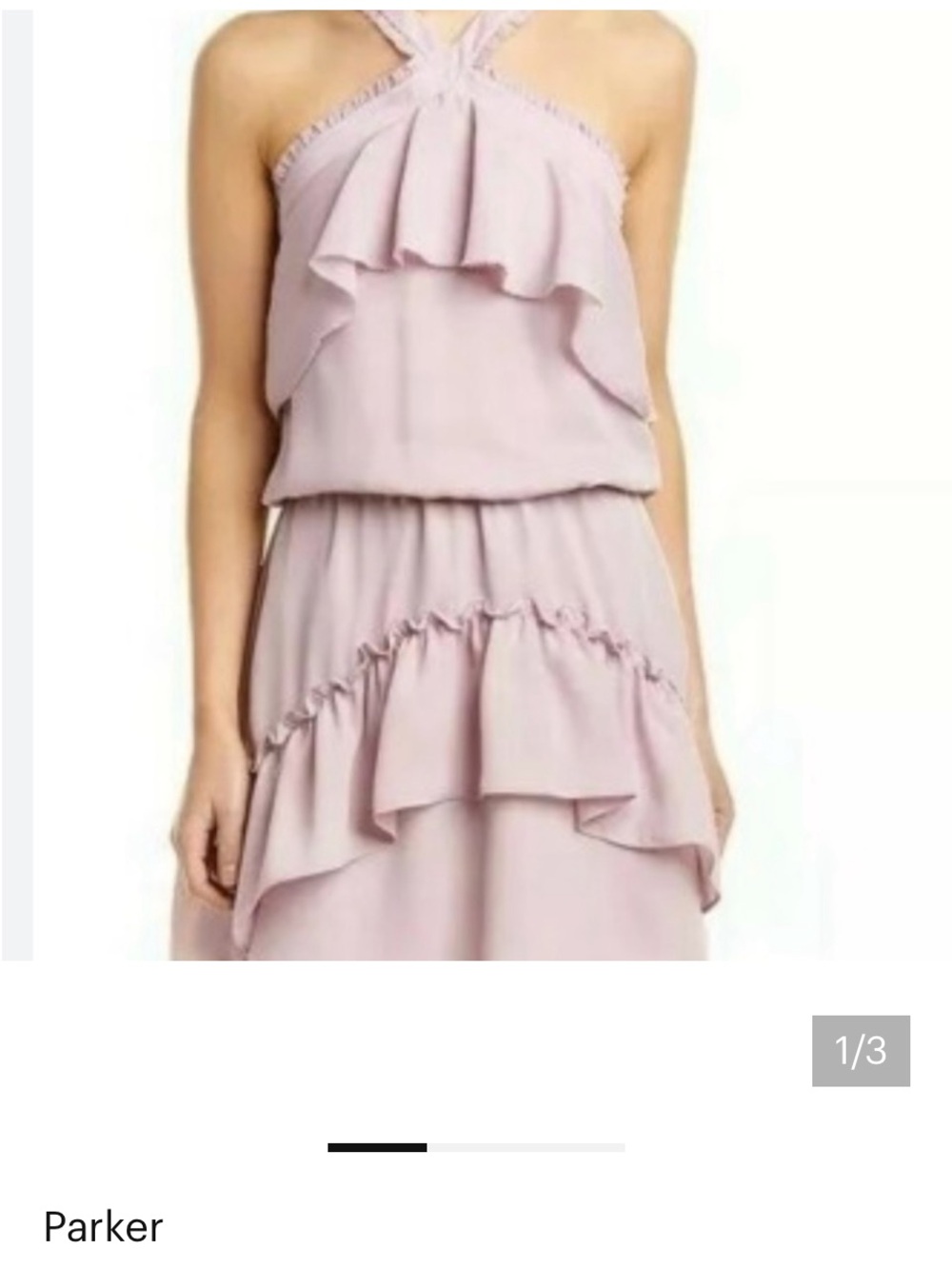 Parker Blush Pink Ruffle Halter Dress L